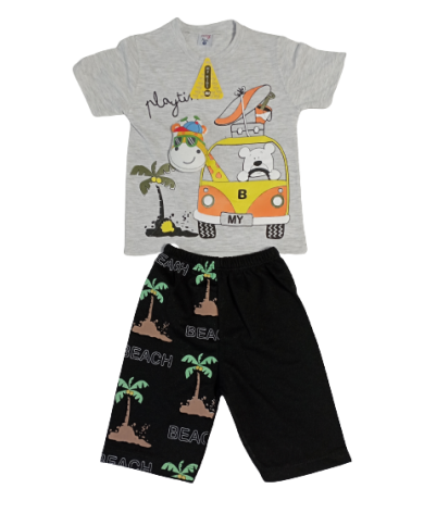 Compleu băieți vară 2 piese girafă in masinuta