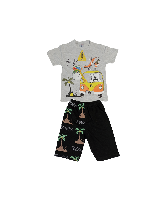 Compleu băieți vară 2 piese girafă in masinuta