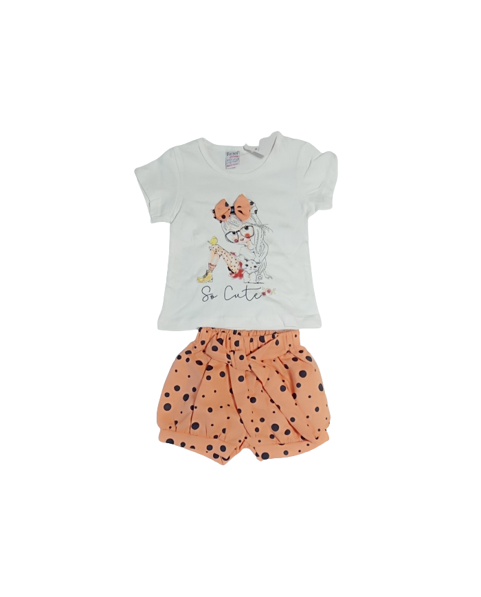 Compleu fete vară 2 piese cu fundiță 2-5 ani