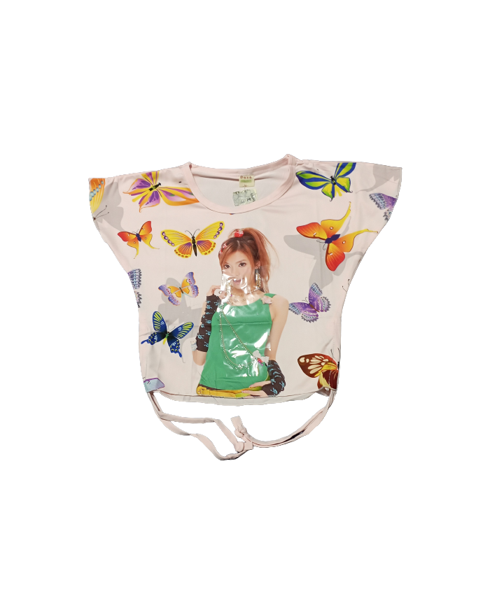 Tricou fete fluturi multicolor 6-9 ani