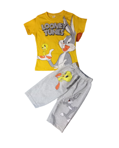 Compleu de vara copii, LOONEY TUNES, galben 3-6 ani