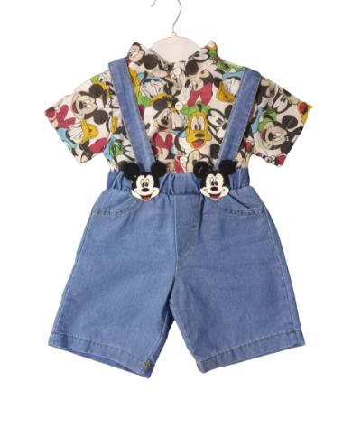Compleu de vara MICKEY salopeta si camasa, copii 1-4 ani