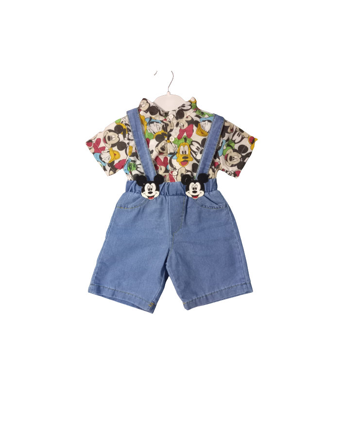 Compleu de vara MICKEY salopeta si camasa, copii 1-4 ani