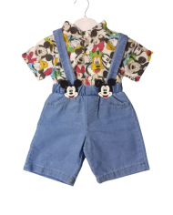 Compleu bumbac vara ursulet galben, 3-8 ani