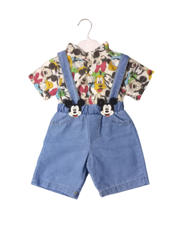 Compleu de vara MICKEY salopeta si camasa, copii 1-4 ani