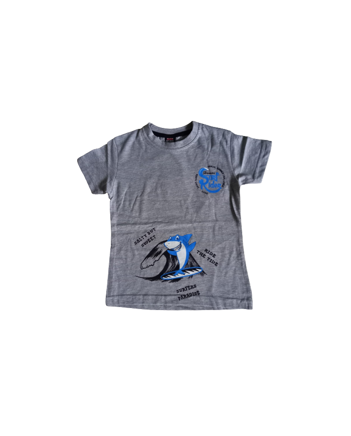 Tricou baieti Surf Rider, bumbac 3-8 ani, gri