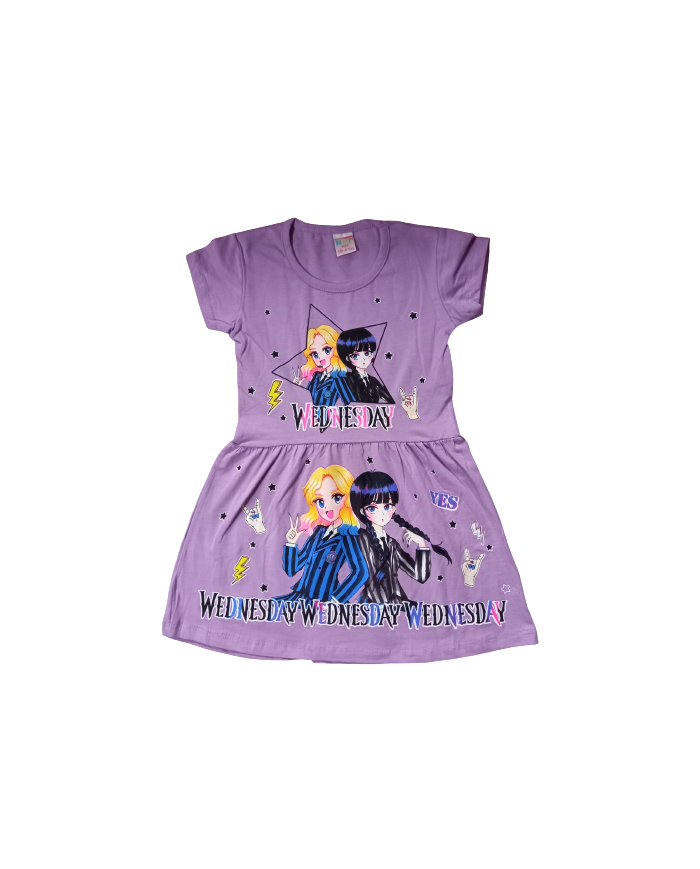 Rochita de vara WEDNESDAY bumbac 6-10 ani, lila