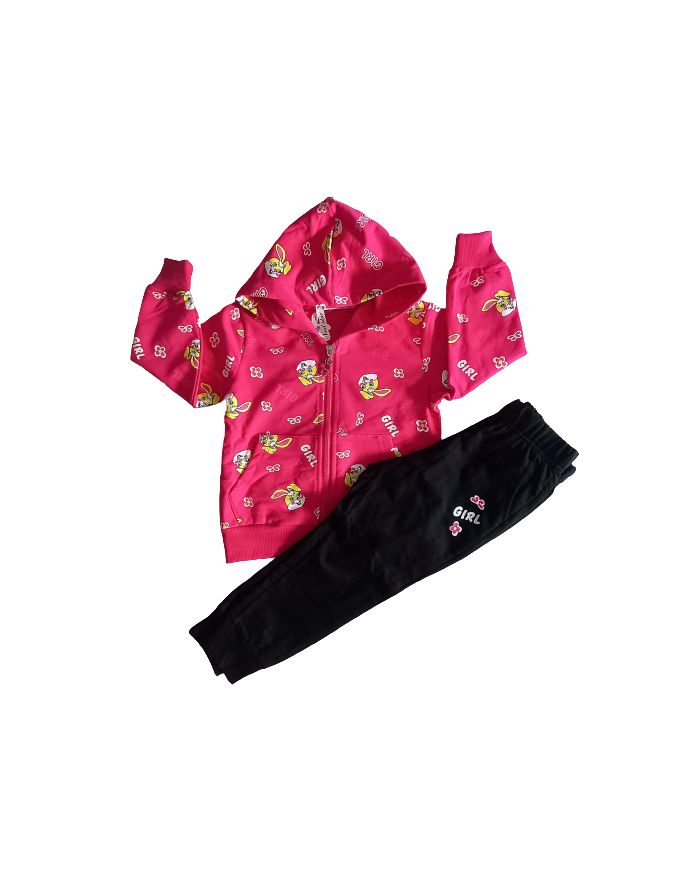 Trening fete GIRL din bumbac calitativ, hanorac cu gluga 1-5 ani, corai