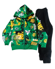 Trening baieti BASKET, bumbac calitativ, hanorac cu gluga, 1-5 ani, verde