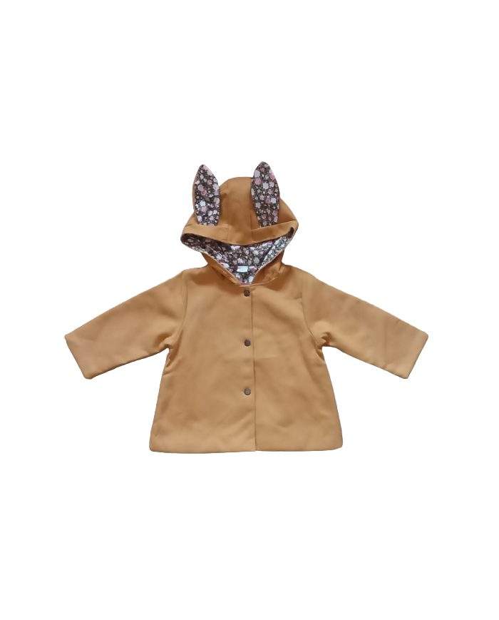 Paltonas fetite cu gluga cu urechiuse, 3-6 ani, maro deschis