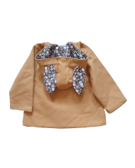 Paltonas fetite cu gluga cu urechiuse, 3-6 ani, maro deschis