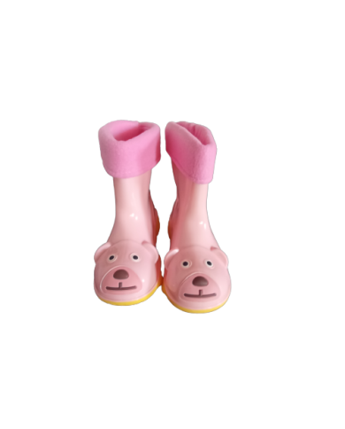 Cizme de ploaie pentru fetite cu soseta, ursulet roz
