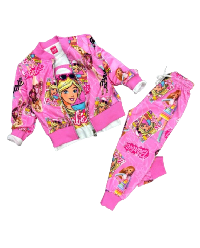Compleu fete BARBIE 3 piese bumbac 2-8 ani