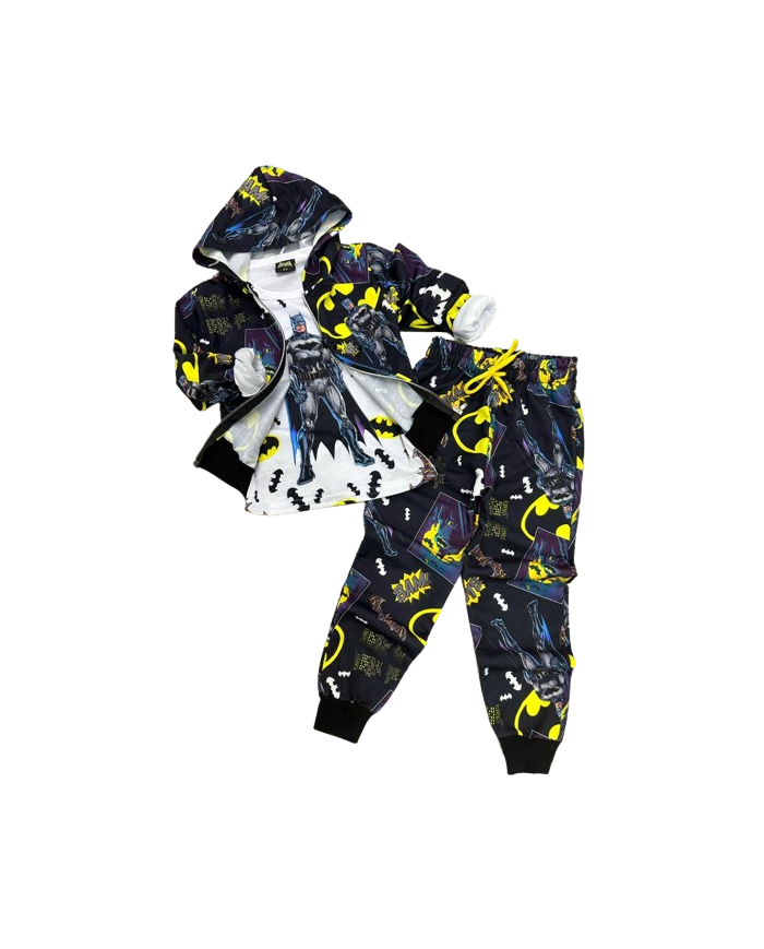 Compleu baieti BATMAN 3 piese, bumbac 3-10 ani
