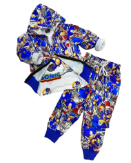 Compleu baieti SONIC 3 piese, bumbac 3-10 ani
