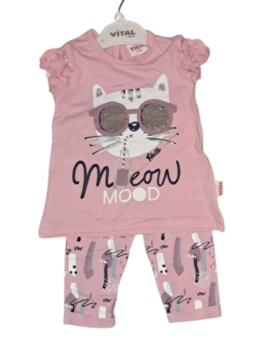 Compleu fetite pisica cu ochelari MOOD, 1-4 ani, roz