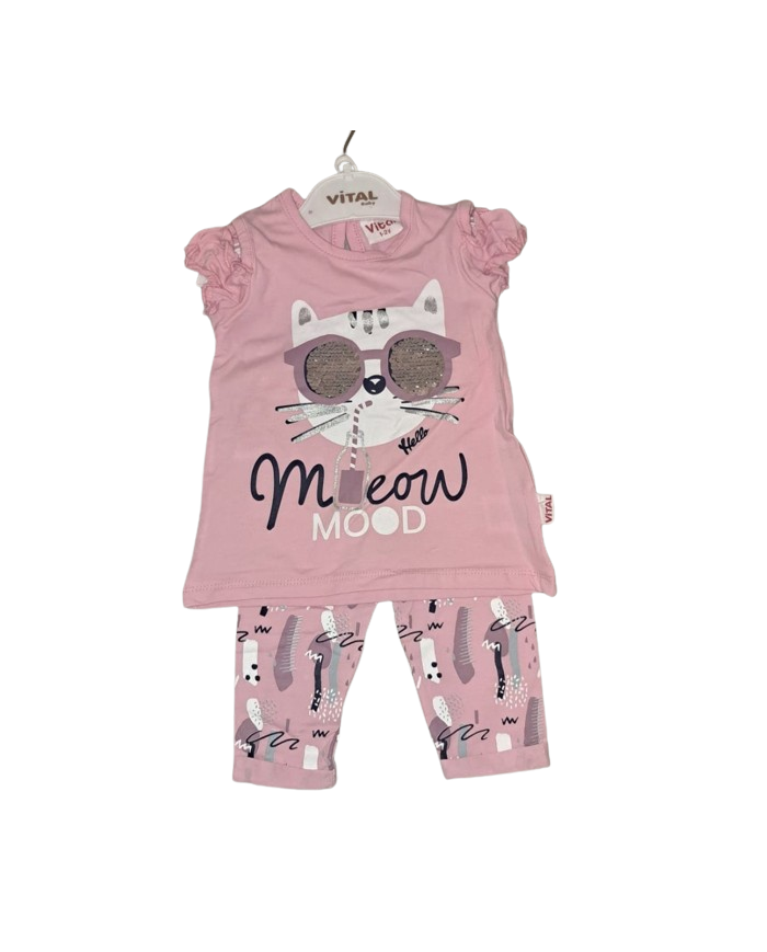 Compleu fetite pisica cu ochelari MOOD, 1-4 ani, roz