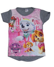 Tricou fetite Patrula Catelusilor, somon/gri, 4-9 ani