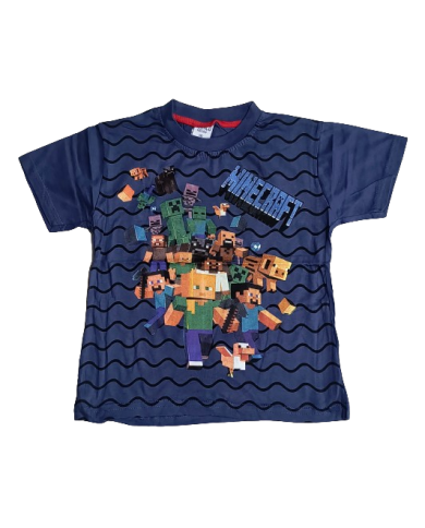 Tricou copii MINECRAFT, 3-8 ani, bleumarin