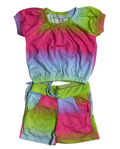 Compleu fete vara multicolor, 3-6 ani