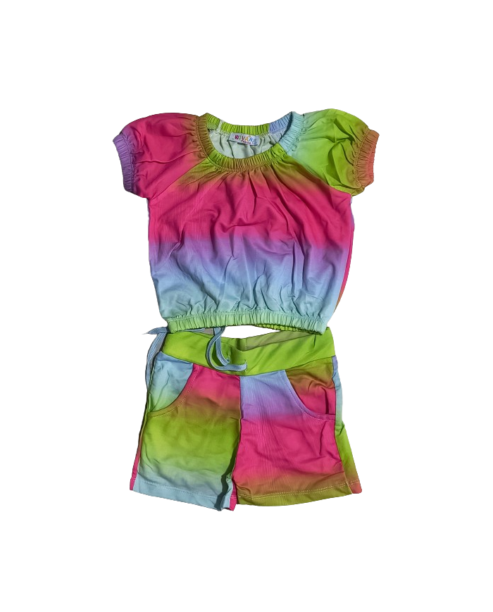 Compleu fete vara multicolor, 3-6 ani