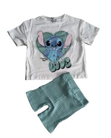 Compleu fete vara STITCH, 3-10 ani, verde