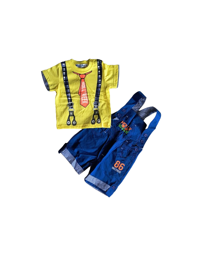 Compleu baieti 2 piese model cravata, 12-36 luni