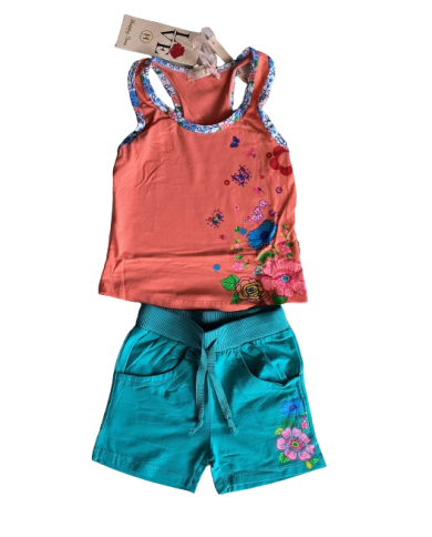 Compleu fete cu flori 2 piese vară, 2-6 ani