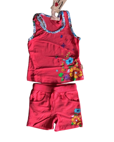 Compleu fete cu flori 2 piese vară, 2-6 ani