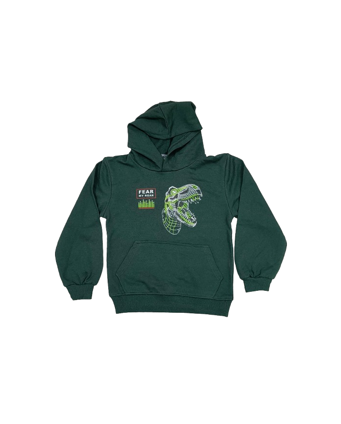 Hanorac baieti cu gluga dinozaur, verde, 6-11 ani