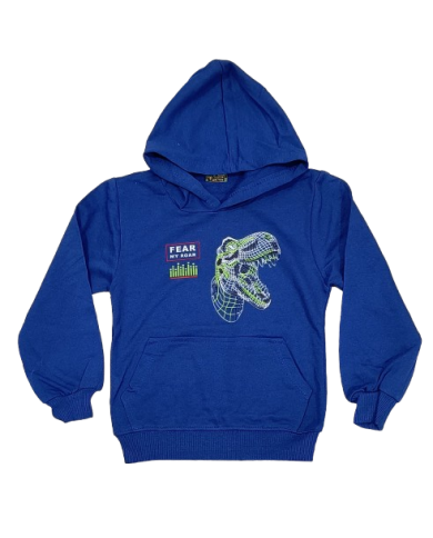 Hanorac baieti cu gluga, dinozaur, albastru, 3-11 ani