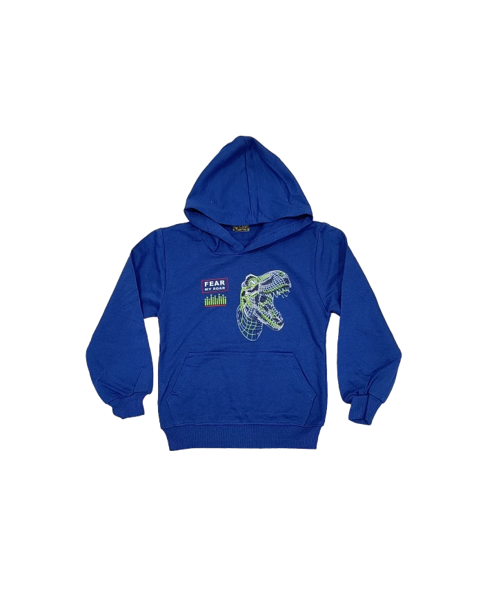 Hanorac baieti cu gluga, dinozaur, albastru, 3-11 ani