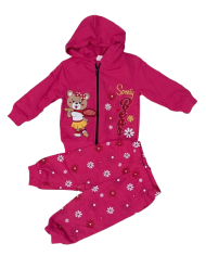 Pulover fetite cu fermoar și floare, roz inchis, 1-3 ani