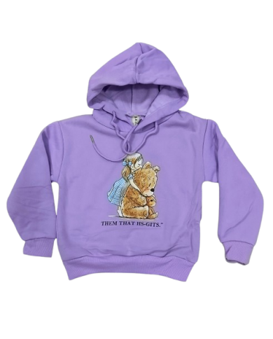 Hanorac fete, ursulet, usor vatuit, lila, 3-7 ani