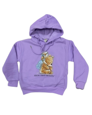 Hanorac fete fluturi, usor vatuit, lila, 1-4 ani