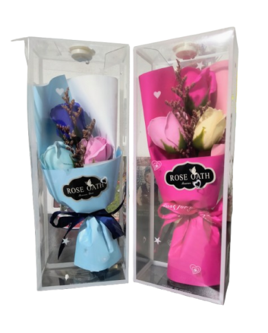 Aranjament cadou cu led din trandafiri de sapun