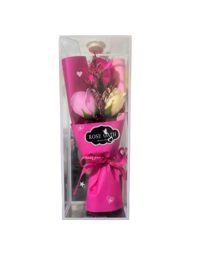 Aranjament cadou cu led din trandafiri de sapun