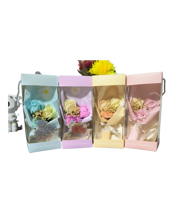 Aranjament cadou ETERNAL HAPPINESS cu trandafiri de sapun
