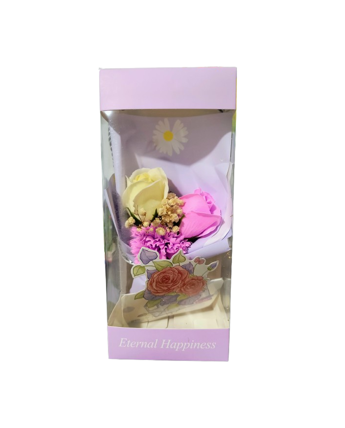 Aranjament cadou ETERNAL HAPPINESS cu trandafiri de sapun