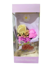 Aranjament cadou ETERNAL HAPPINESS cu trandafiri de sapun