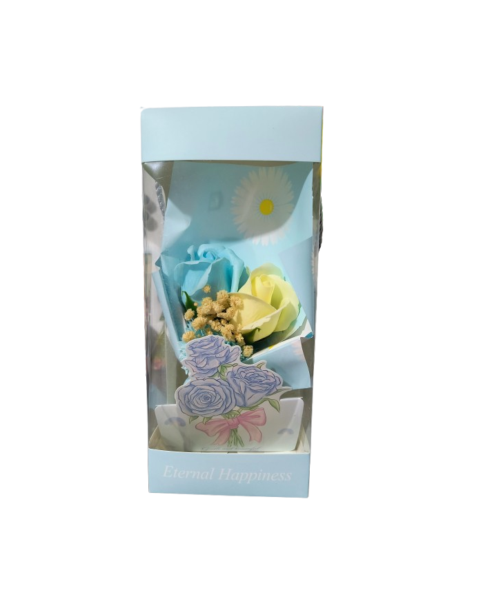 Aranjament cadou ETERNAL HAPPINESS cu trandafiri de sapun