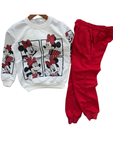 Compleu fete MINNIE, rosu, 3-8 ani, bumbac