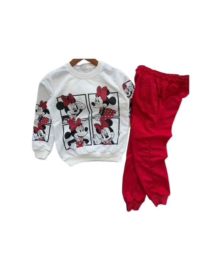 Compleu fete MINNIE, rosu, 3-8 ani, bumbac