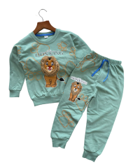 Compleu copii DINO, imprimeu 3D, verde, 2-5 ani