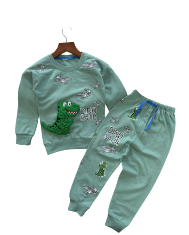 Compleu copii DINO, imprimeu 3D, verde, 2-5 ani