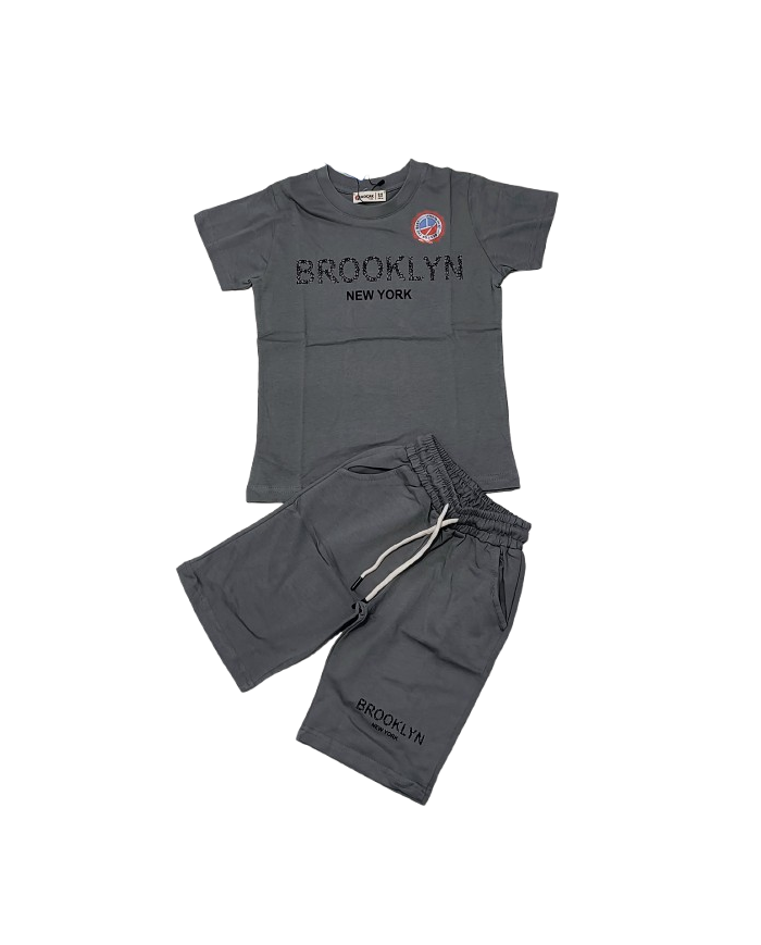 Compleu baieti vara BROOKLYN, gri, 5-14 ani