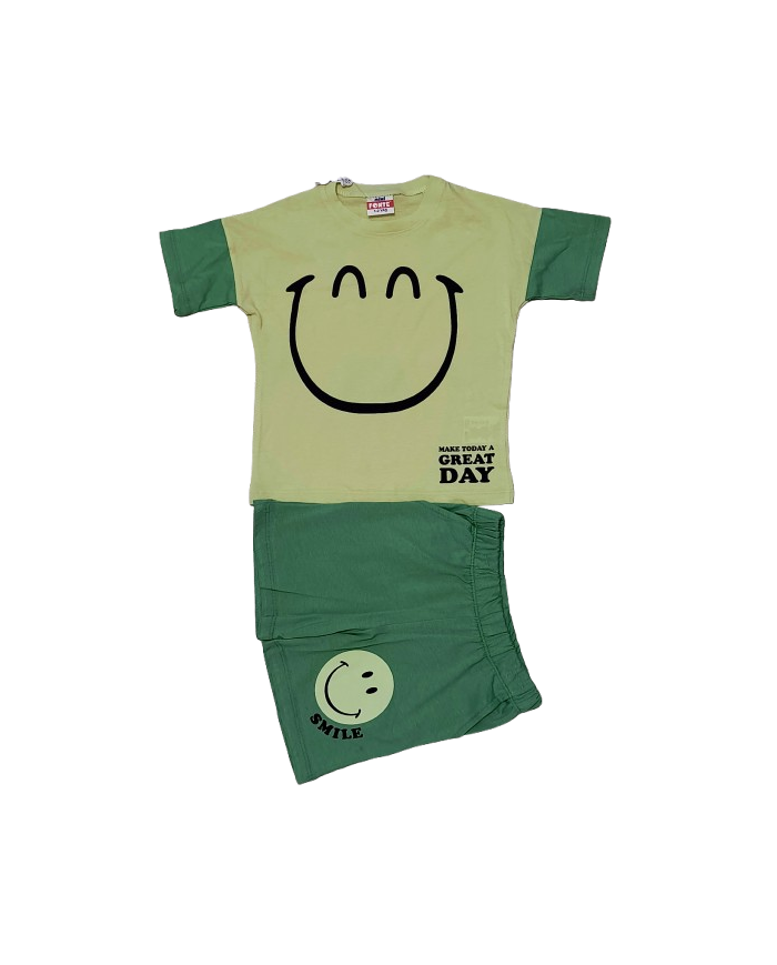 Compleu baieti vara SMILE, verde, 1-5 ani