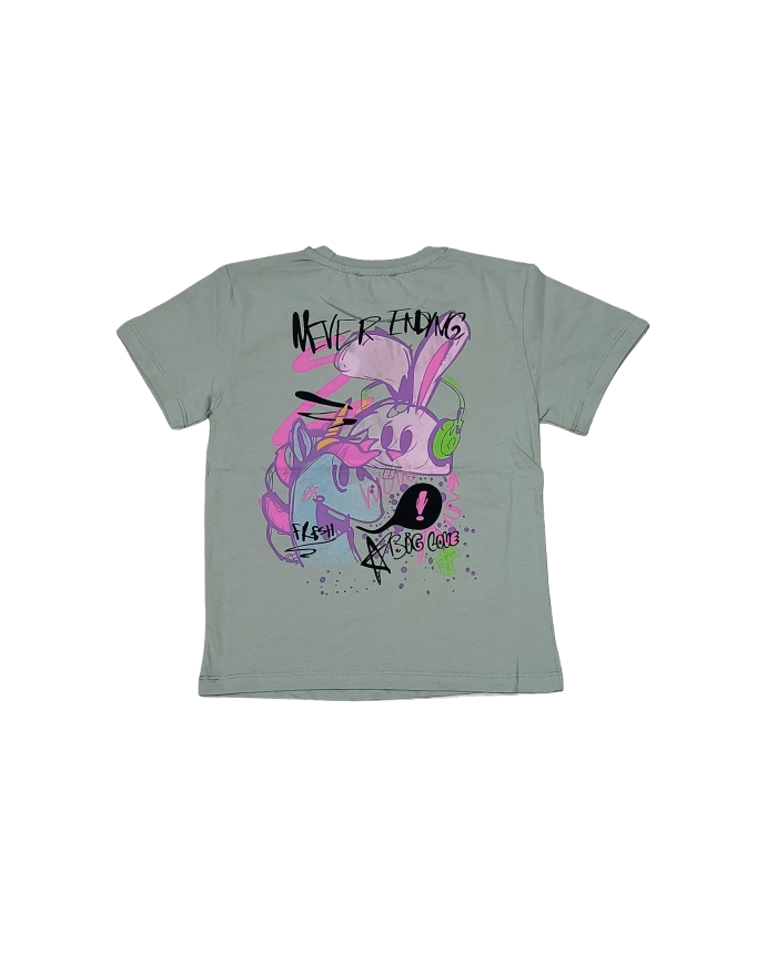 Compleu fete vara BIG LOVE, colant 3/4, verde, 3-10 ani