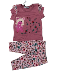 Compleu fete vara BIG LOVE, colant 3/4, verde, 3-10 ani