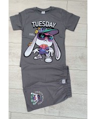 Compleu copii TUESDAY, bumbac, 3-10 ani, gri